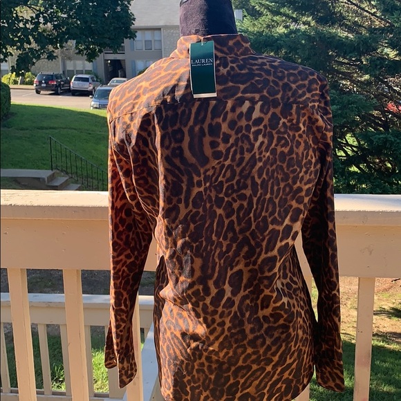 Lauren Ralph Lauren Leopard-Print Crepe Shirt - Picture 7 of 10